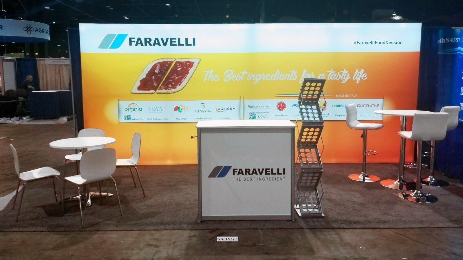 10 x 10 rental package included seating areas, logistics, graphic production, carpet, shipping, installation, show services